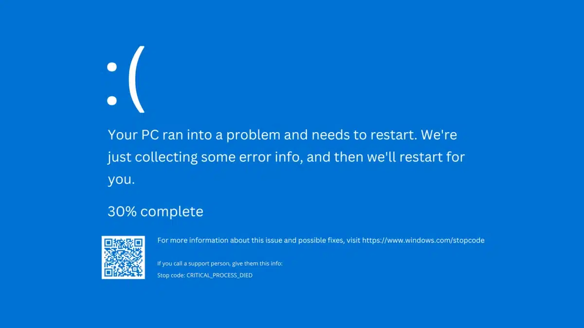 Blue Screen of Death - Critical Process Died