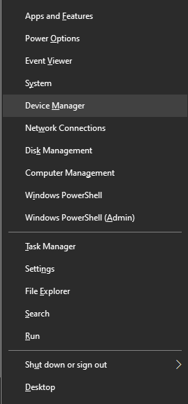Device Manager Win+X
